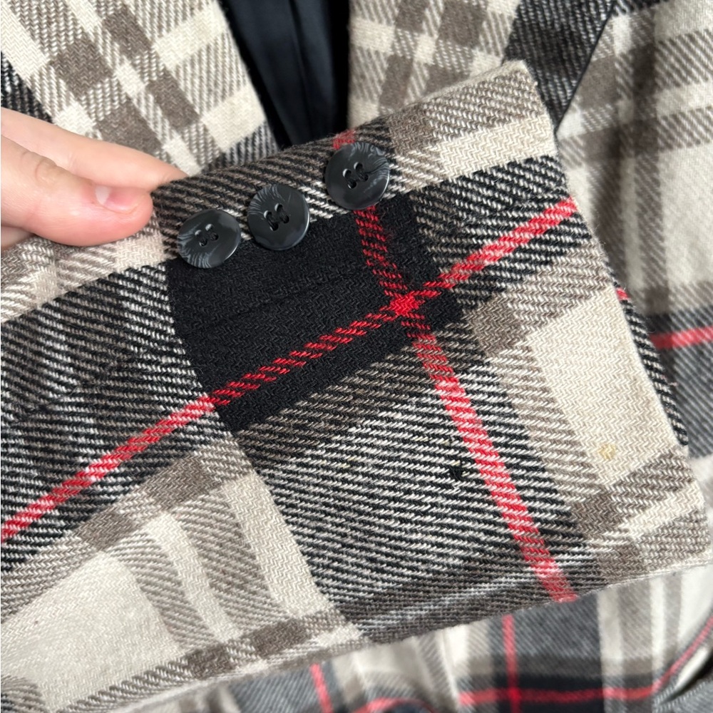 Vintage White Stag Women's Checkered Blazer - Black, Red, Cream - Picture 4 of 7